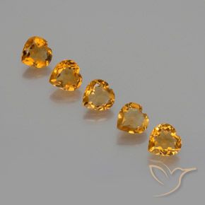 4.80 ctw Golden Citrine Stones, Natural Citrine in Heart Facet Shape for Sale