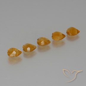 Citrine Gemstones in 7 x 7 mm (calibrated) Size for Sale, Citrine Stones in Dark Orange-Gold Color