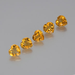 Dark Orange-Gold Citrine Gem - 1ct Heart Facet (ID: 371747)