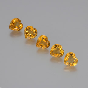 5.18 ctw Golden Citrine Stones, Natural Citrine in Heart Facet Shape for Sale