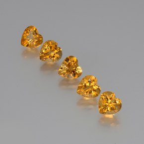 5.68 ctw Golden Citrine Stones, Natural Citrine in Heart Facet Shape for Sale