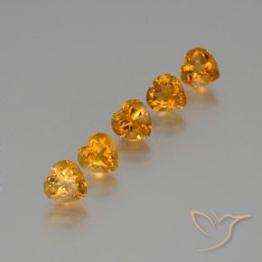Lote de 5 piezas de Brasil Dorado Corazón de Brasil - Tamaño 6,9 x 6,8mm, peso 5,71 ct en total / promedio. 1,14 ct cada uno, Color: Naranja oscuro, Dureza de Mohs 7 Adecuado para joyas de uso diario, Piedra natal de noviembre, Photo A