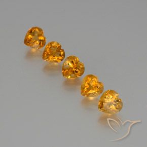 5.71 ctw Golden Citrine Stones, Natural Citrine in Heart Facet Shape for Sale