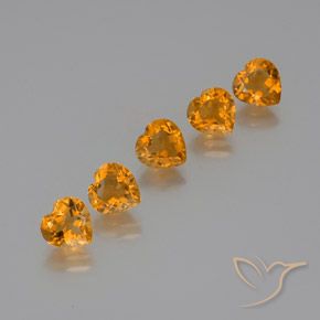 5.48 ctw Golden Citrine Gemstones, Citrine Gems in Heart Facet Shape for Sale.