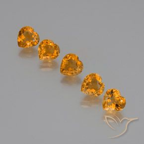 5.48 ctw Golden Citrine Stones, Natural Citrine in Heart Facet Shape for Sale
