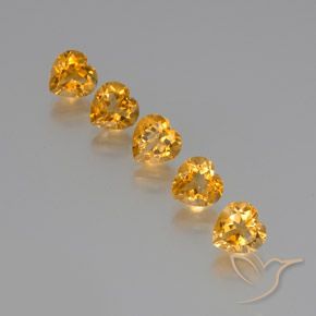 5.77 ctw Golden Citrine Stones, Natural Citrine in Heart Facet Shape for Sale