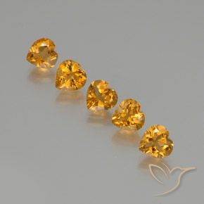 5.59 ctw Golden Citrine Stones, Natural Citrine in Heart Facet Shape for Sale