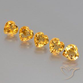 5.26 ctw Golden Citrine Stones, Natural Citrine in Heart Facet Shape for Sale