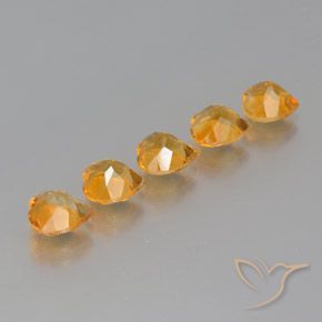 Citrine Gemstones in 7 x 7 mm (calibrated) Size for Sale, Citrine Stones in Deep Orange-Gold Color