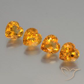 4.00 ctw Golden Citrine Stones, Natural Citrine in Heart Facet Shape for Sale