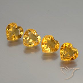 3.18 ctw Golden Citrine Stones, Natural Citrine in Heart Facet Shape for Sale