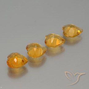 Citrine Gemstones in 6.7 x 6.5 mm Size for Sale, Citrine Stones in Orange-Gold Color