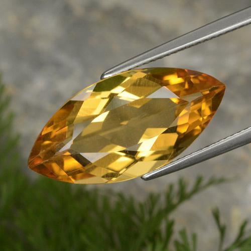 Dorado-naranja medio Citrina Gema - 10.9ct Forma marquesa (ID: 376753)