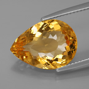 6.57 ct Yellow Citrine Gemstone, Citrine Gem in Pear Facet Shape for Sale.