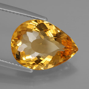 6.57 ct Yellow Citrine Stone, Natural Citrine in Pear Facet Shape for Sale