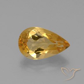 Dorado Citrina Gema - 8.9ct Corte en forma de pera (ID: 377165)