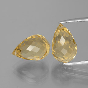 Medium Gold Citrine Gem - 4.4ct Briolette with Hole (ID: 385440)