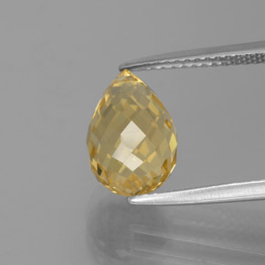 3.68 ct Golden Citrine Gemstone, Citrine Gem in Briolette with Hole Shape for Sale.