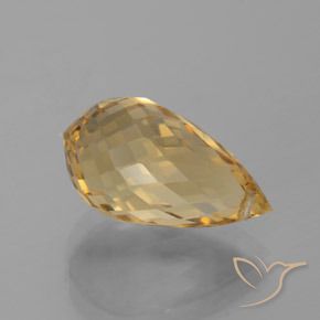 5.95 ct Golden Citrine Stone, Natural Citrine in Briolette with Hole Shape for Sale