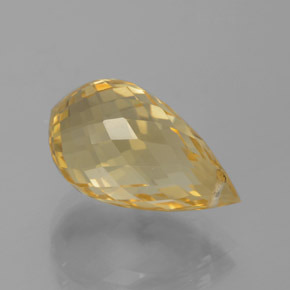 7.02 ct Golden Citrine Stone, Natural Citrine in Briolette with Hole Shape for Sale