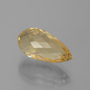 7.48 ct Golden Citrine Stone, Natural Citrine in Briolette with Hole Shape for Sale