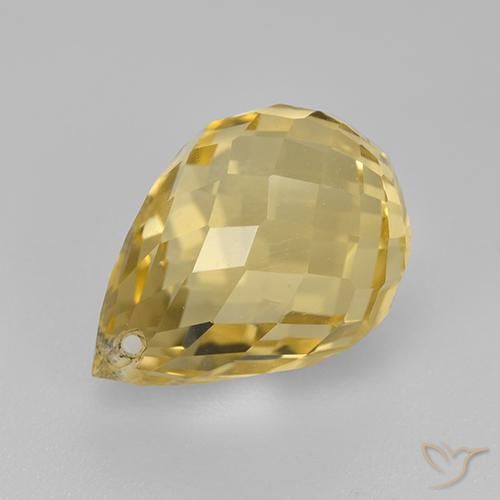 Citrino 11,5x8,1 mm dorato Taglio briolette con foro dal Brasile, peso di 4,21 ct, gemma naturale non trattati in purezza VVS-VS, 1 pezzo Citrino - Colore: Oro, durezza Mohs di 7 adatto per gioielli da indossare ogni giorno, Anno della pietra preziosa del gallo, Photo A