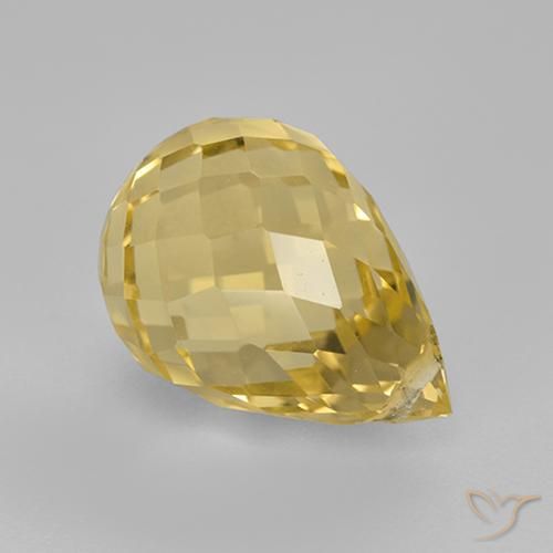 4.21 ct Golden Citrine Stone, Natural Citrine in Briolette with Hole Shape for Sale