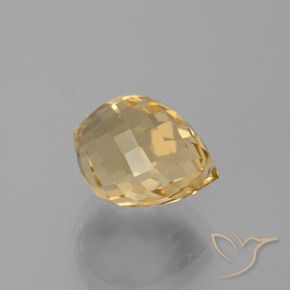 4.38 ct Golden Citrine Stone, Natural Citrine in Briolette with Hole Shape for Sale