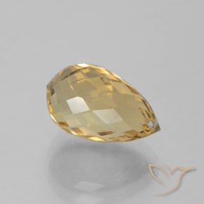 4.83 ct Golden Citrine Stone, Natural Citrine in Briolette with Hole Shape for Sale