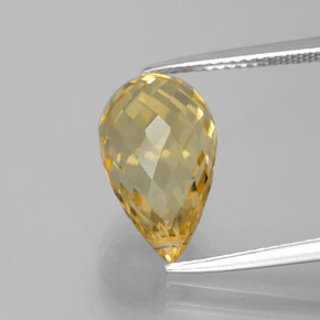 Golden Citrine Gem - 6ct Briolette with Hole (ID: 385566)