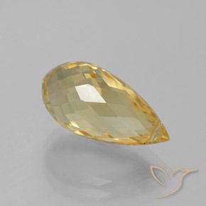 6.05 ct Golden Citrine Stone, Natural Citrine in Briolette with Hole Shape for Sale