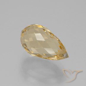 5.35 ct Golden Citrine Stone, Natural Citrine in Briolette with Hole Shape for Sale