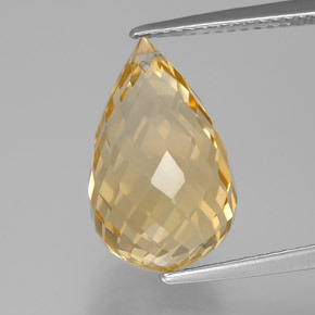 ゴールド シトリン 宝石 - 8.2ct ブリオレット(穴あき) (ID: 385629)
