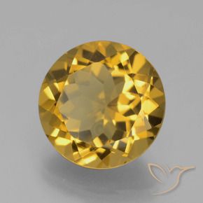 5.30 ct Golden Citrine Stone, Natural Citrine in Round Facet Shape for Sale