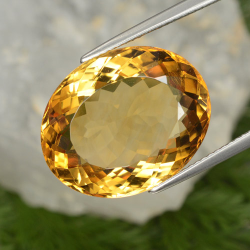 Medium Orange-Gold Citrin Edelstein - 19.2ct Oval facettiert (ID: 396682)
