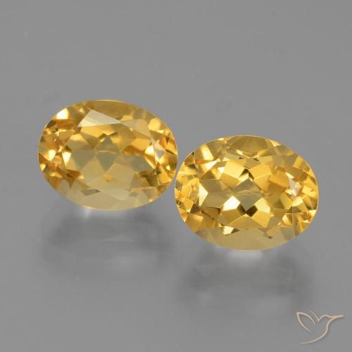 Paire de citrine Ovale 9,2 x 7,3mm assorties - Poids total 4,49 ct / moyenne 2,25 ct chacune, couleur Doré vif et pureté vvs-vs, pierre gemme naturelle Non traité, dureté de Mohs 7 convient aux bijoux de tous les jours, pierre de sagesse, Symbolise l'abondance et la prospérité, Photo A