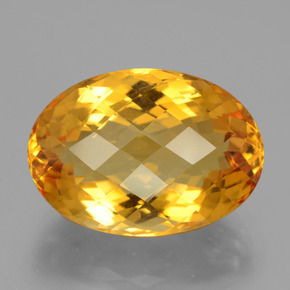 18.14 ct Gold Citrine Gemstone, Citrine Gem in Oval Checkerboard Shape for Sale.