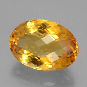 18.14 ct Gold Citrine Stone, Natural Citrine in Oval Checkerboard Shape for Sale