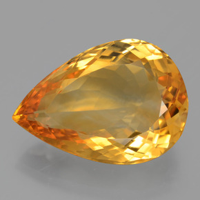 14.43 ct Yellow Citrine Gemstone, Citrine Gem in Pear Facet Shape for Sale.