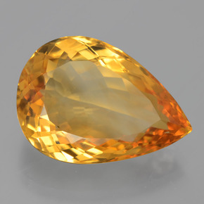 14.43 ct Yellow Citrine Stone, Natural Citrine in Pear Facet Shape for Sale