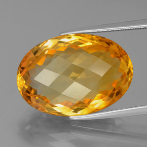 15.93 ct Golden Citrine Gemstone, Citrine Gem in Oval Checkerboard Shape for Sale.