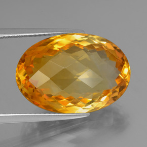 15.93 ct Golden Citrine Stone, Natural Citrine in Oval Checkerboard Shape for Sale
