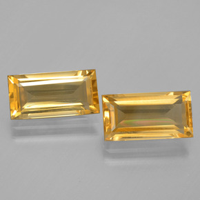 4.68 ct Gold Citrine Gemstone, Citrine Gem in Baguette Facet Shape for Sale.