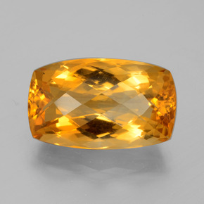 11.75 ct Gold Citrine Gemstone, Citrine Gem in Cushion Checkerboard Shape for Sale.
