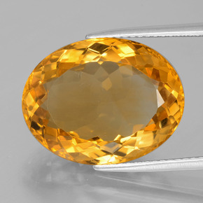 Dark Orange-Gold Citrin Edelstein - 12.9ct Oval facettiert (ID: 397762)