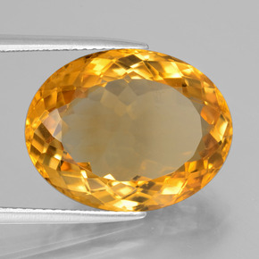 12.91 ct Golden Citrine Stone, Natural Citrine in Oval Facet Shape for Sale