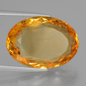 14.86 ct Golden Citrine Stone, Natural Citrine in Oval Facet Shape for Sale