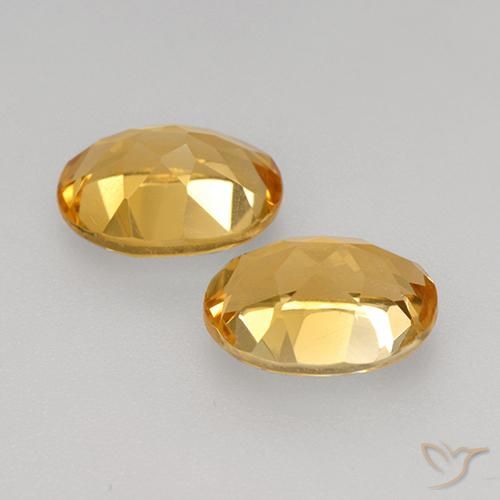 Citrine Gemstones in 9 x 7 mm (calibrated) Size for Sale, Citrine Stones in Light Orange-Gold Color