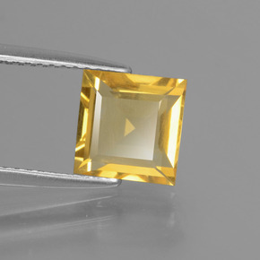1.77 ct Gold Citrine Stone, Natural Citrine in Square Facet Shape for Sale