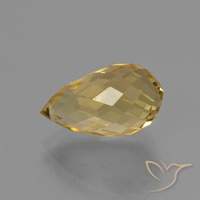 3.74 ct Golden Citrine Stone, Natural Citrine in Briolette with Hole Shape for Sale